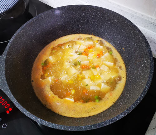 香滑细腻美味营养的蔬菜虾仁烩豆腐