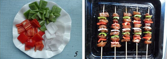 烧烤青红椒鸡肉的做法的做法步骤3