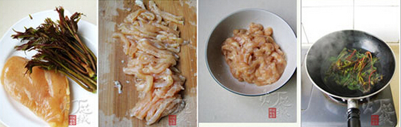 香椿炒鸡丝的做法,香椿炒鸡丝怎么做的做法步骤1