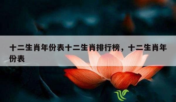 十二生肖年份表十二生肖排行榜，十二生肖年份表