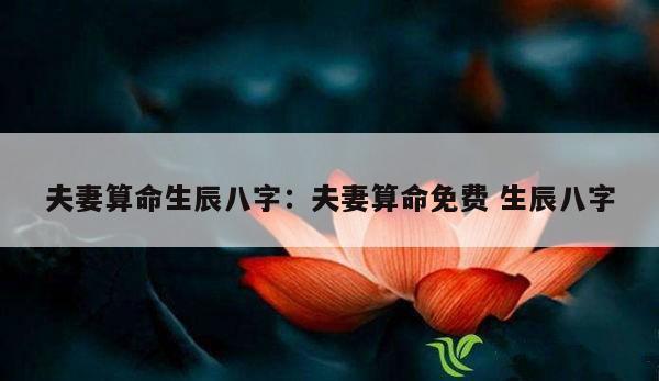 夫妻算命生辰八字：夫妻算命免费 生辰八字