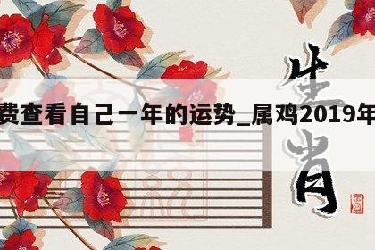免费查看自己一年的运势_属鸡2019年运势